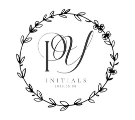 PY Typography Initial Letter Brand Logo, PY brand logo, PY monogram Wedding logo, abstract logo design