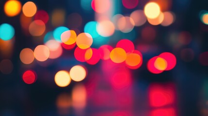 Fototapeta premium Colorful bokeh lights background. Blurred circle shapes. Multicolored blurry lights bokeh defocused abstract background for events.