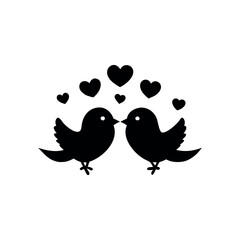 Black Silhouette Valentin's day love bird vector