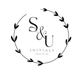 SU Typography Initial Letter Brand Logo, SU brand logo, SU monogram Wedding logo, abstract logo design