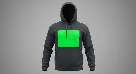 Gray Hoodie Mockup with Green Screen for Apparel Design Presentation