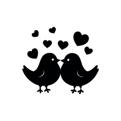 Black Silhouette Valentin's day love bird vector