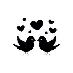 Black Silhouette Valentin's day love bird vector
