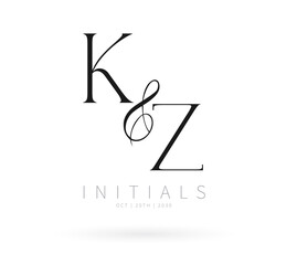 KZ Typography Initial Letter Brand Logo, KZ brand logo, KZ monogram Wedding logo, abstract logo design