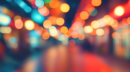 Colorful bokeh lights background. Blurred circle shapes. Multicolored blurry lights bokeh defocused abstract background for events.