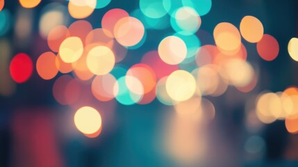 Colorful bokeh lights background. Blurred circle shapes. Multicolored blurry lights bokeh defocused abstract background for events.