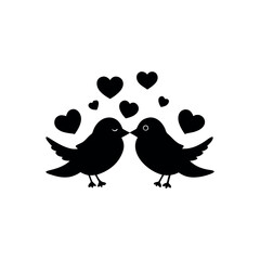Black Silhouette Valentin's day love bird vector