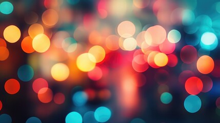 Fototapeta premium Colorful bokeh lights background. Blurred circle shapes. Multicolored blurry lights bokeh defocused abstract background for events.
