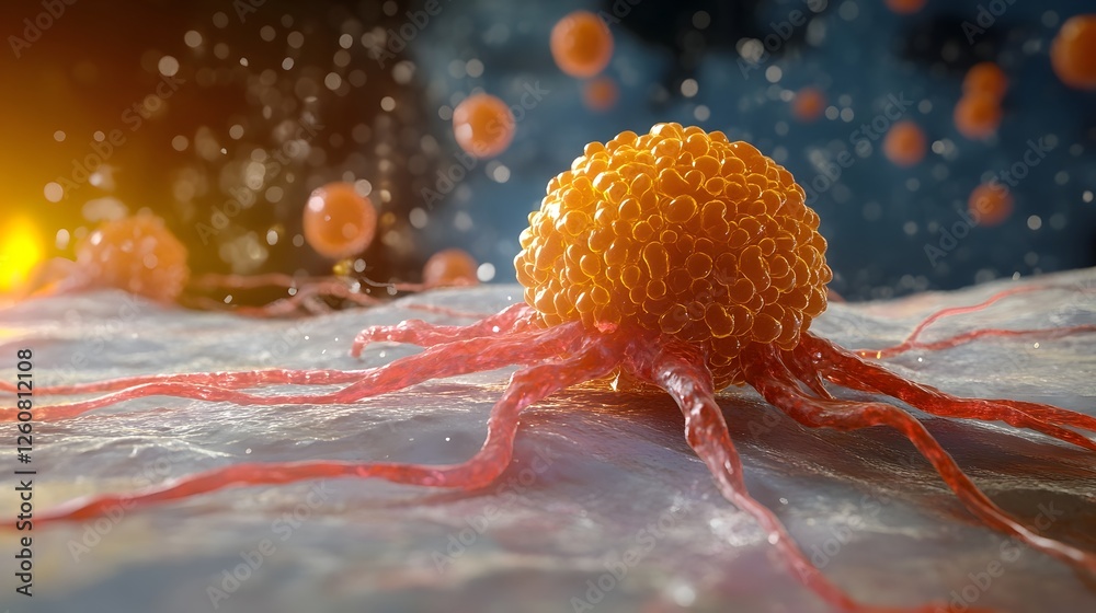 Aufkleber closeup microscopic view of a viral cell structure or microorganism in a scientific laboratory or re