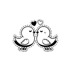 Black Silhouette Valentin's day love bird vector