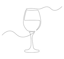 Wine glass continuous line. Continuous one line drawing wine glass. Glass, equipment concept. Single line drawing
