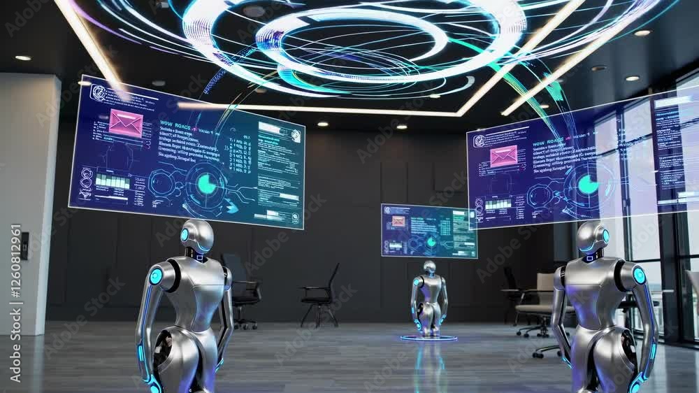 Leinwandbilder exploration of advanced robotics and artificial intelligence in a modern office environment showcasi
