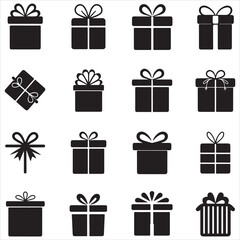 set vector various style gift boxes silhouette