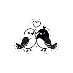 Black Silhouette Valentin's day love bird vector