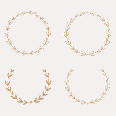 Hand drawn floral frames with flowers, branch and leaves. Elegant logo template. Vector illustration for labels, branding business identity, wedding invitation