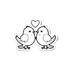 Black Silhouette Valentin's day love bird vector