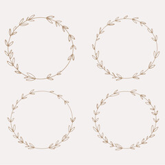 Hand drawn floral frames with flowers, branch and leaves. Elegant logo template. Vector illustration for labels, branding business identity, wedding invitation