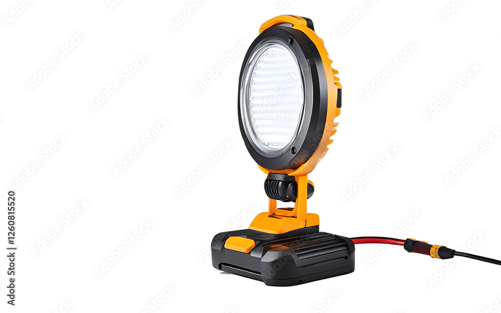 Poster A bright LED work light with a flexible stand, isolated on a empty plain background
