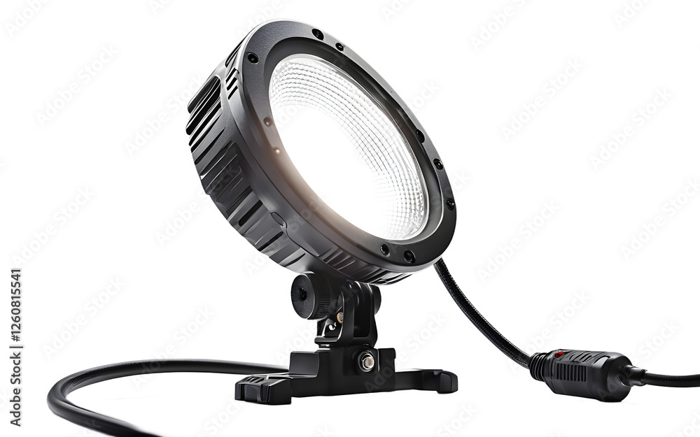 Poster A bright LED work light with a flexible stand, isolated on a empty plain background