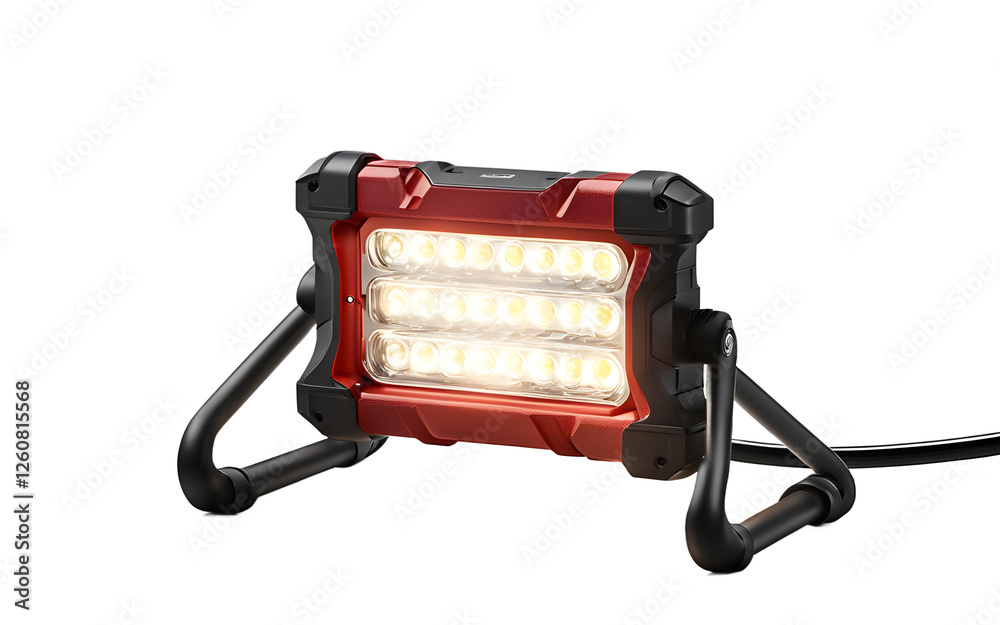 Poster A bright LED work light with a flexible stand, isolated on a empty plain background
