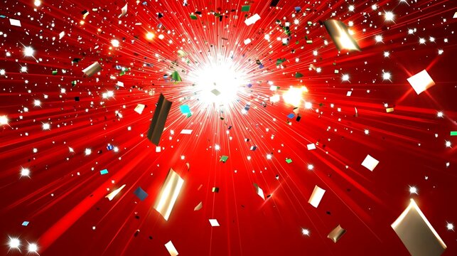 Red Confetti Explosion Celebration Background Image