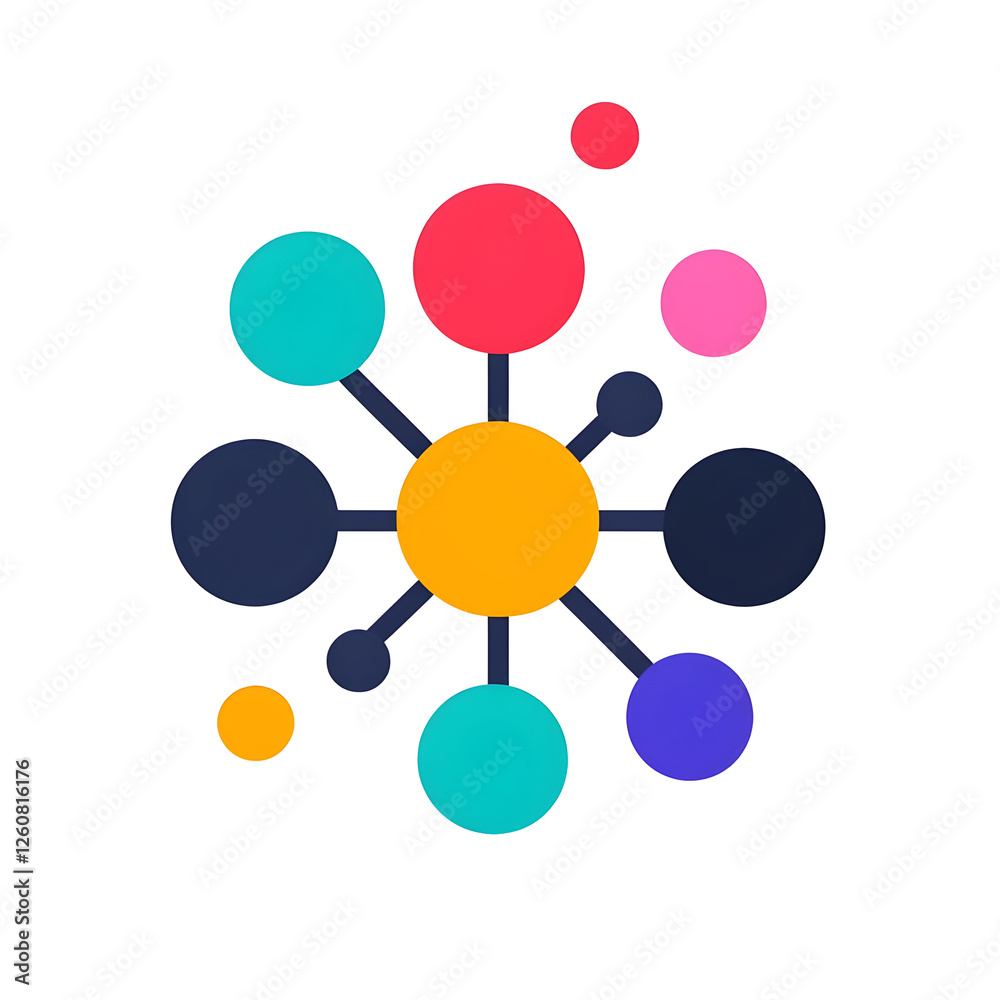 Poster abstract colorful nodes and connecting lines in a modern design
