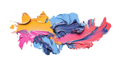 Colorful oil paint strokes on transparent background creating abstract design