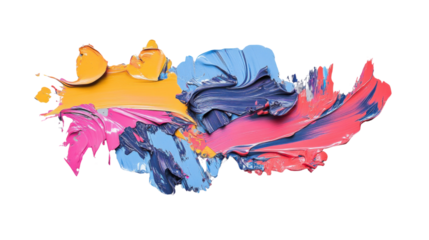 Colorful oil paint strokes on transparent background creating abstract design