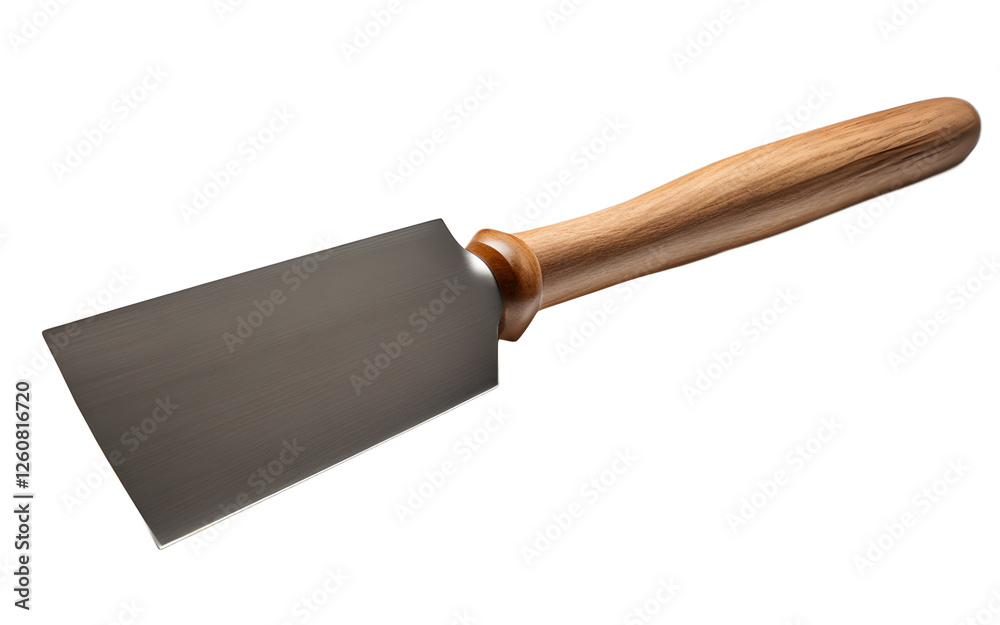 Poster A sharpened chisel with a wooden handle, isolated on a empty plain background