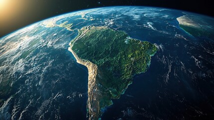 Close up of the Earth with the continent of South America in the foreground