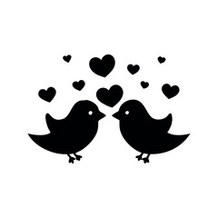 Black Silhouette Valentin's day love bird vector