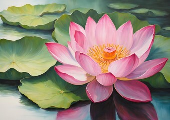 Pink lotus flowers in different blooming stages delicate aquatic plants on white light background