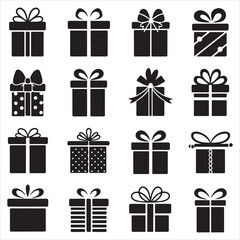 set vector various style gift boxes silhouette