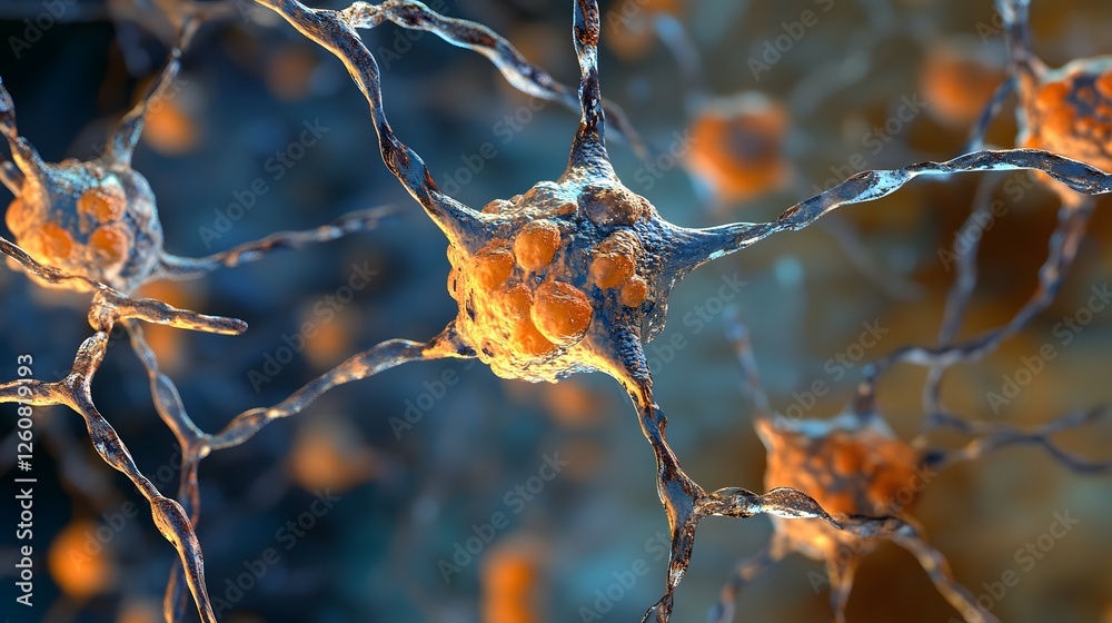 Aufkleber closeup view of an intricate network of interconnected neurons with synaptic junctions transmitting 