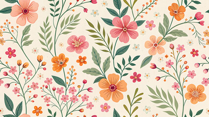 seamless floral pattern  Vintage Style Small Colorful background, vintage style of tapestry flowers fabric pattern background