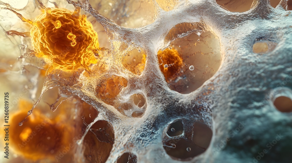 Fototapete closeup view of intriguing microscopic organic structures cellular patterns and microorganisms captu