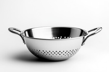 Stainless Steel Colander White Background