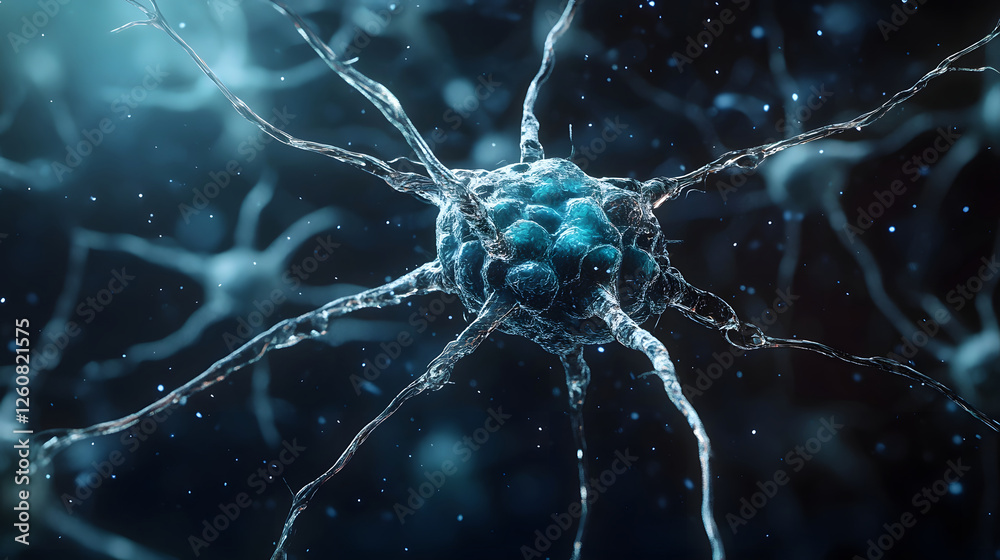 Aufkleber Detailed 3D digital showcasing the intricate structure and function of a neuron cell s synapse  The image depicts the complex network of neural connections electrical and chemical signal transmission