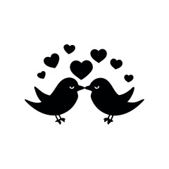Black Silhouette Valentin's day love bird vector