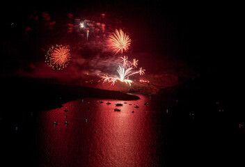 fireworks display for Volcanoes festival in Santorini