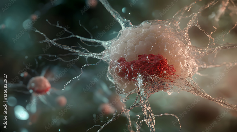 Poster detailed microscopic image revealing the intricate cellular and neural structures of biological tiss