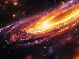 Obraz premium Spiral Galaxy With Bright Yellow Center