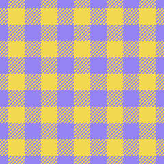 Vibrant yellow and purple gingham pattern.  Perfect for textile design,  fashion, or website backgrounds.  This cheerful, retroinspired check evokes feelings of warmth and playfulness.