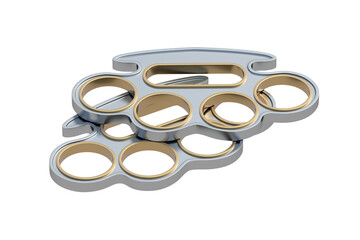 Two brass knuckles isolated on white background. 3d render