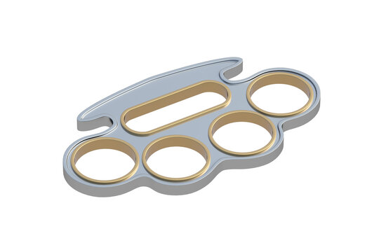 One brass knuckles isolated on white background. 3d render