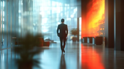 Man in suit walking through an office building. Giraffe eats pig in zoo. A sailor sailed down the sea with a sailor in the air. A man dressed in a suit is strolling through lifestyle an office.