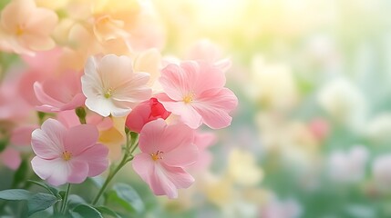 Obraz premium Delicate Pink And White Flowers Bloom In Sunlight
