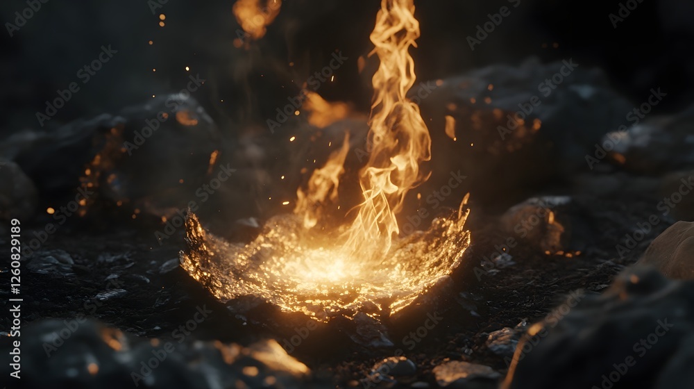 Aufkleber dramatic scene of an intense fiery explosion with scorching bright flames erupting from the ground s