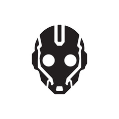 Futuristic helmet with glowing eyes silhouette
