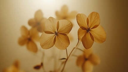 Delicate Golden Flowers Softly Illuminated Background